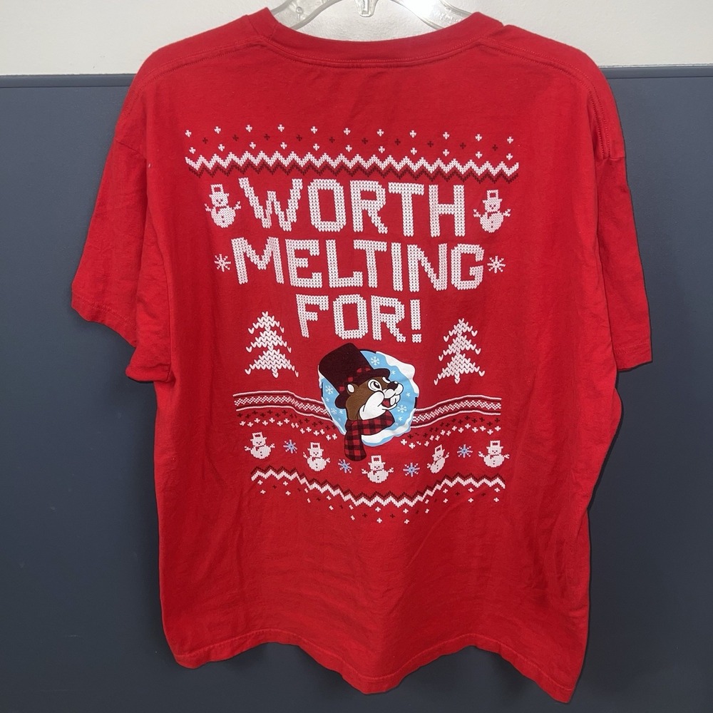 Buc-ee's T Shirt Mens Sz XL Worth Melting For‎ Christmas Holiday Graphic Snowman